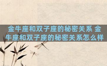 金牛座和双子座的秘密关系 金牛座和双子座的秘密关系怎么样